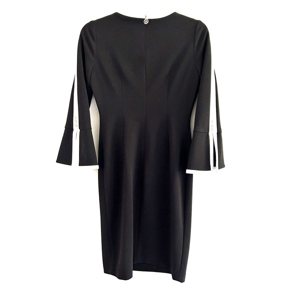 Tommy Hilfiger | Women's Black Sheath Crew Neck Back Zip Dress Size 2 - Picture 2 of 8